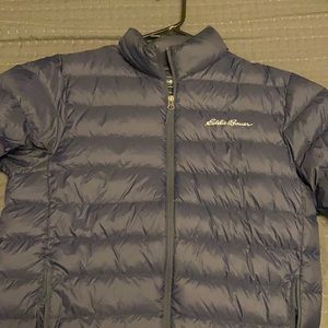Blue puffer jacket